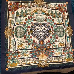 HERMES Paris One of a Kind Silk Scarf, Anne Rosat Art